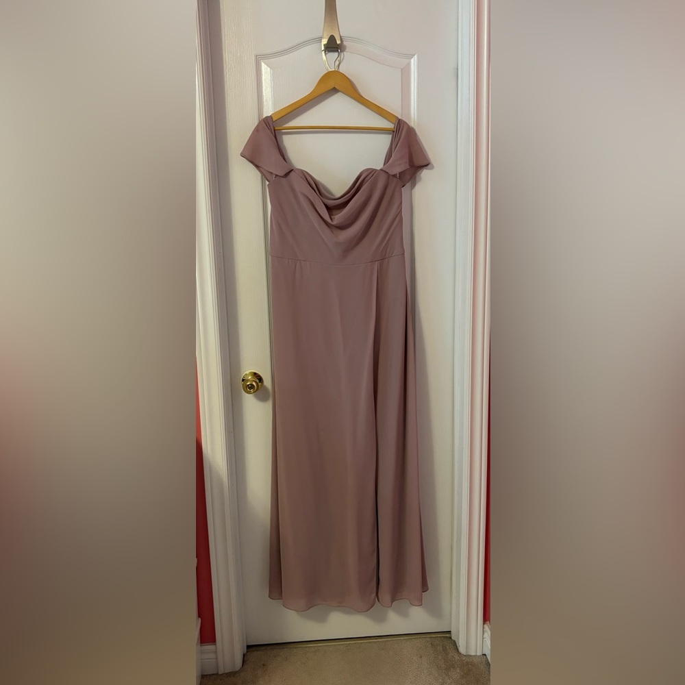 Off the shoulder blush pink dress